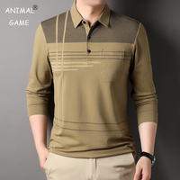 Polos de luxe à manches longues pour hommes, coupe régulière, vêtements décontractés pour hommes, nouvelle marque de mode, design uni 1